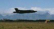 Buccaneer flying low over Cape Town South Africa