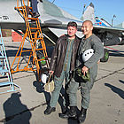 Raymond from Singapore poses for photos with Sergey Kara, the Chief Pilot at Sokol and an Honored Pilot of Russia.