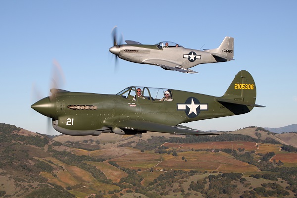 Rides in a P-51 Mustand and a P-40 Warhawk in California Wine Country