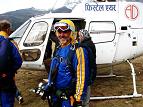 Preparing to skydive on Mt. Everest