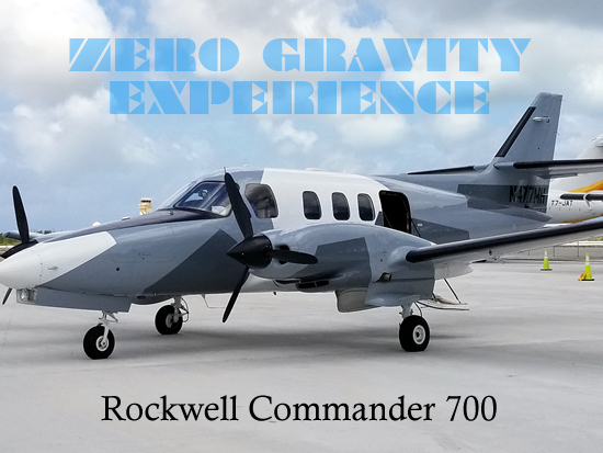 Rockwell Commander 700 - available for personal zero gravity flights, film shoots, scientific research and special projects by charter